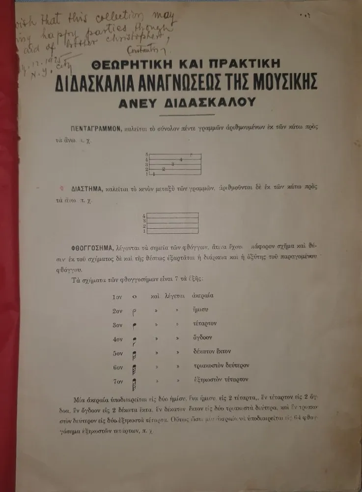 Buchet de Flori. Culegere de Piese Muzicale pentru Vioara, mandolina, Clarinet, Cornet, Flaut, M. Peleteki, 1920 (editie princeps, partituri, greaca)