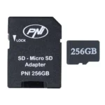 Resigilat : Card de memorie MicroSD PNI 256GB cu adaptor SD Clasa 10, 80 Mb/s, V30