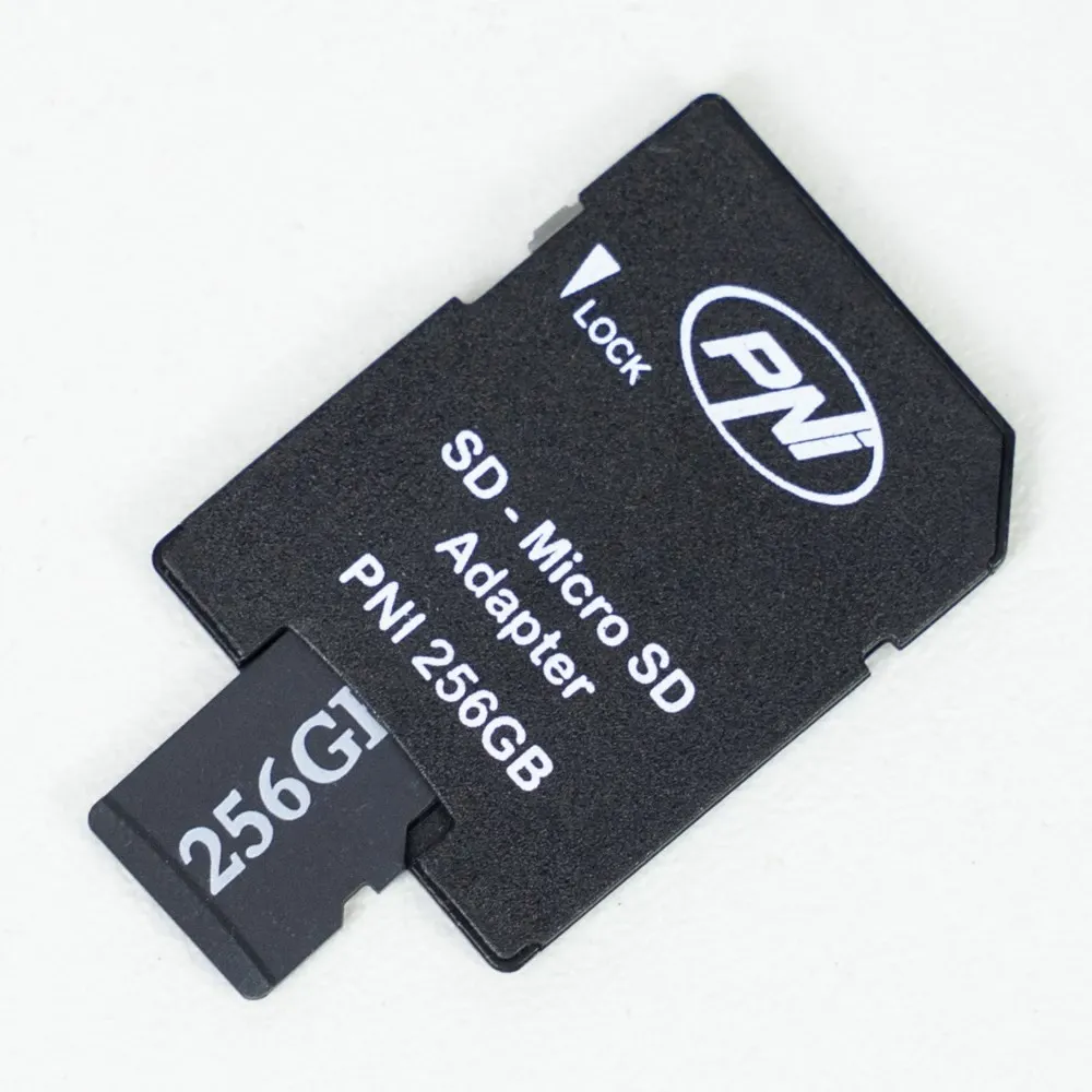 Resigilat : Card de memorie MicroSD PNI 256GB cu adaptor SD Clasa 10, 80 Mb/s, V30