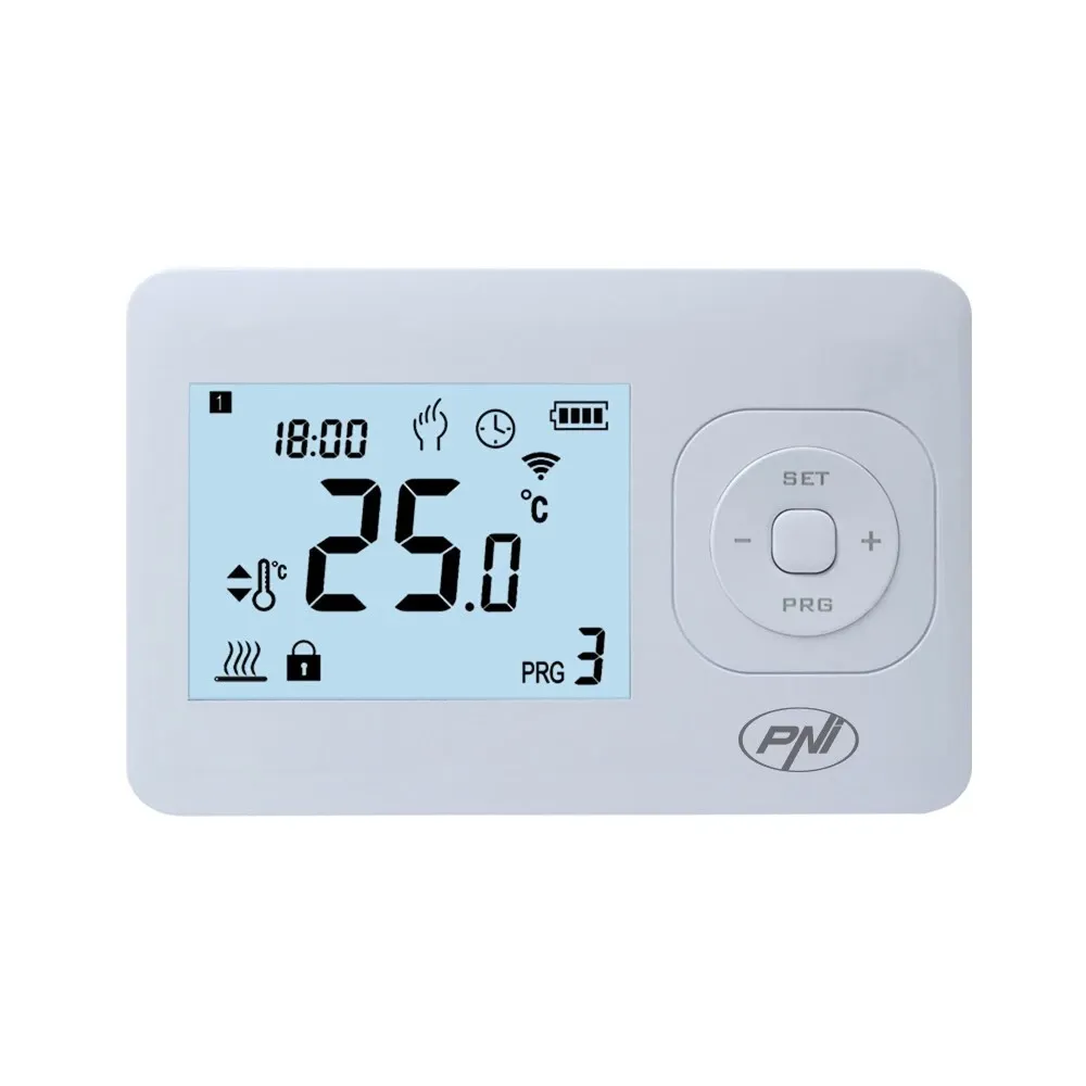 Resigilat : Termostat fara fir PNI CT62 pentru centrale termice, afisaj iluminat,