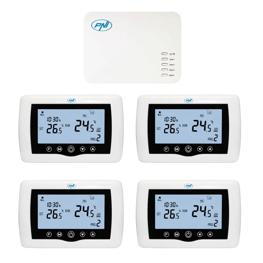Resigilat : Termostat inteligent PNI CT440 fara fir, cu WiFi, control 4 zone prin