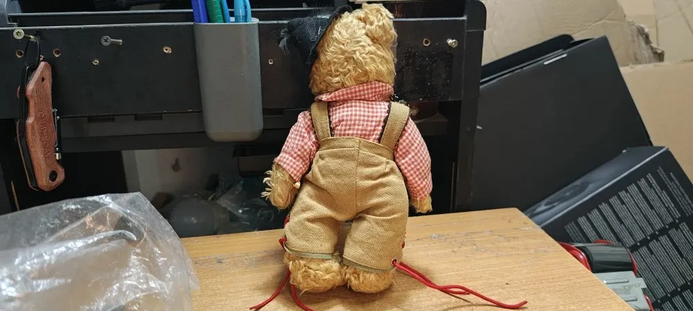 RF Reinart Faelens German Plush Teddy Bear Lederhosen Charivari w/Edelweiss Charms and Feathered Cap
