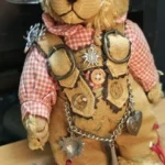 RF Reinart Faelens German Plush Teddy Bear Lederhosen Charivari w/Edelweiss Charms and Feathered Cap