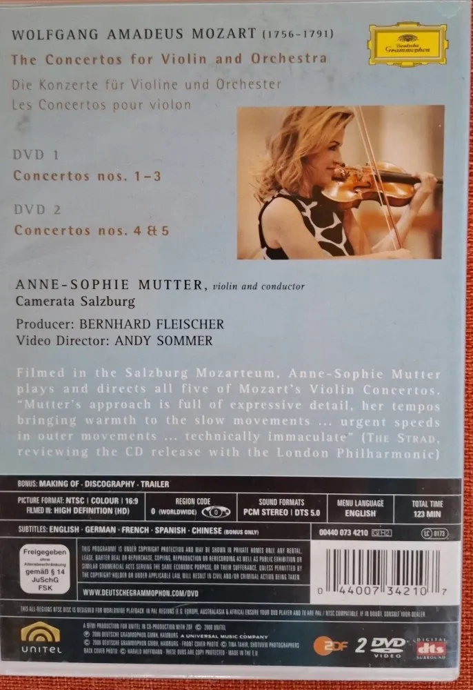 Anne-Sophie Mutter – Mozart. The violin concertos (2 DVD)