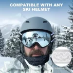 Ochelari de schi FINDWAY albi cu lentilă sferică, protecție UV 100%, anti-aburire, OTG compatibili cu ochelari de vedere, snowboard