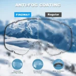 Ochelari de schi FINDWAY albi cu lentilă sferică, protecție UV 100%, anti-aburire, OTG compatibili cu ochelari de vedere, snowboard