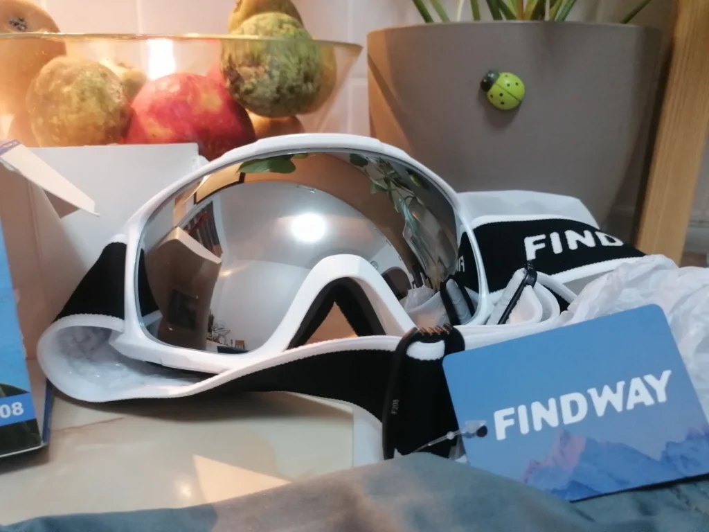 Ochelari de schi FINDWAY albi cu lentilă sferică, protecție UV 100%, anti-aburire, OTG compatibili cu ochelari de vedere, snowboard