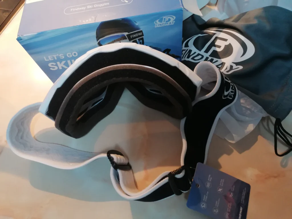 Ochelari de schi FINDWAY albi cu lentilă sferică, protecție UV 100%, anti-aburire, OTG compatibili cu ochelari de vedere, snowboard