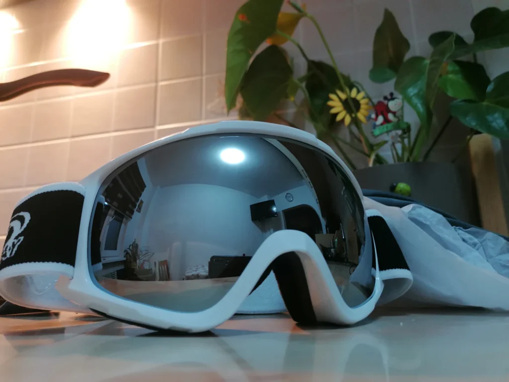 Ochelari de schi FINDWAY albi cu lentilă sferică, protecție UV 100%, anti-aburire, OTG compatibili cu ochelari de vedere, snowboard
